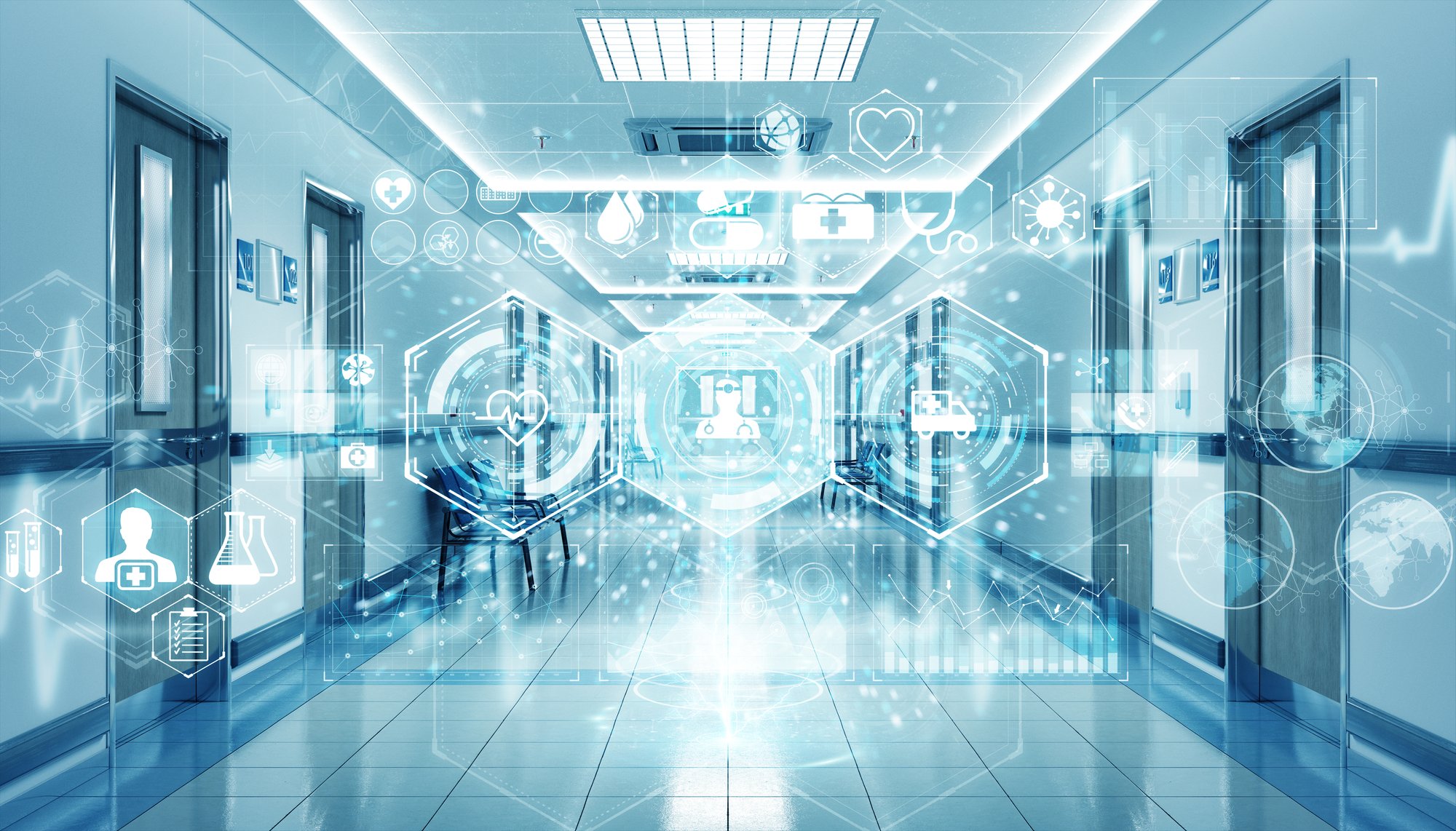 Hosptial floor with medical Icons